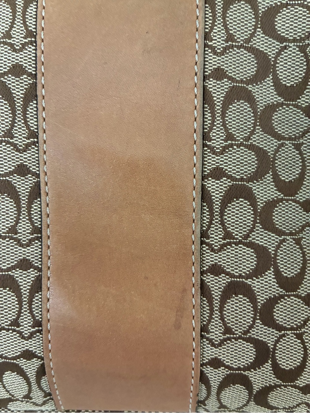 Coach Signature Canvas Laptop Tote Bag in Brown with Tan Leather Trim - Picture 7 of 16